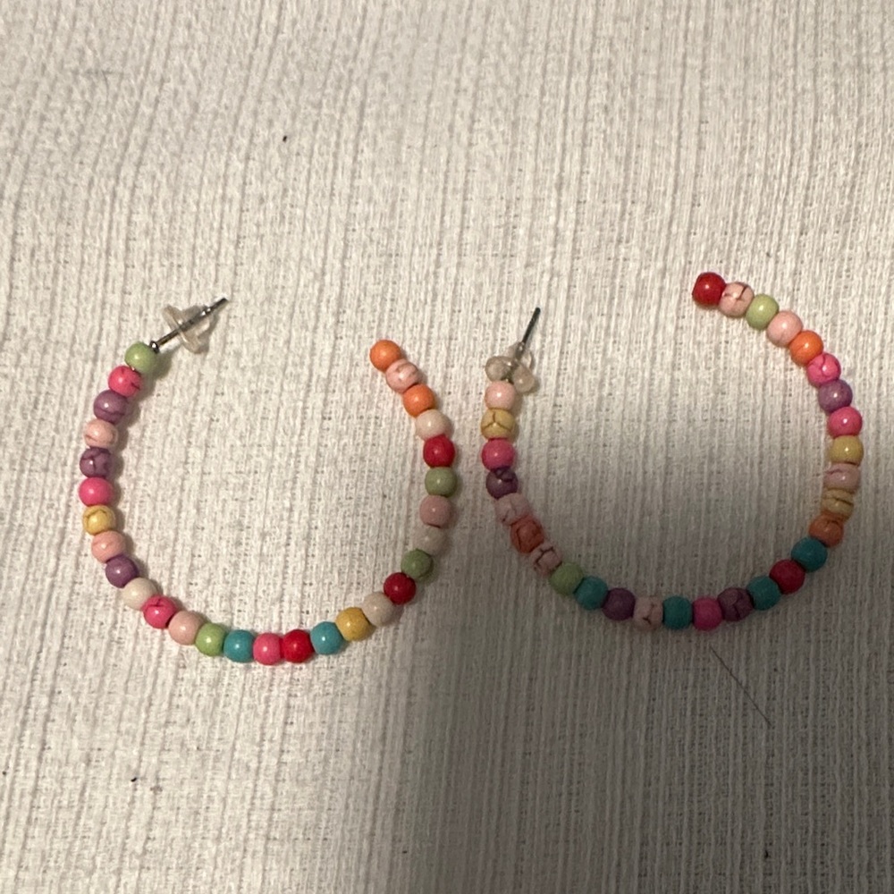 Colorful Beaded Hoop Earrings